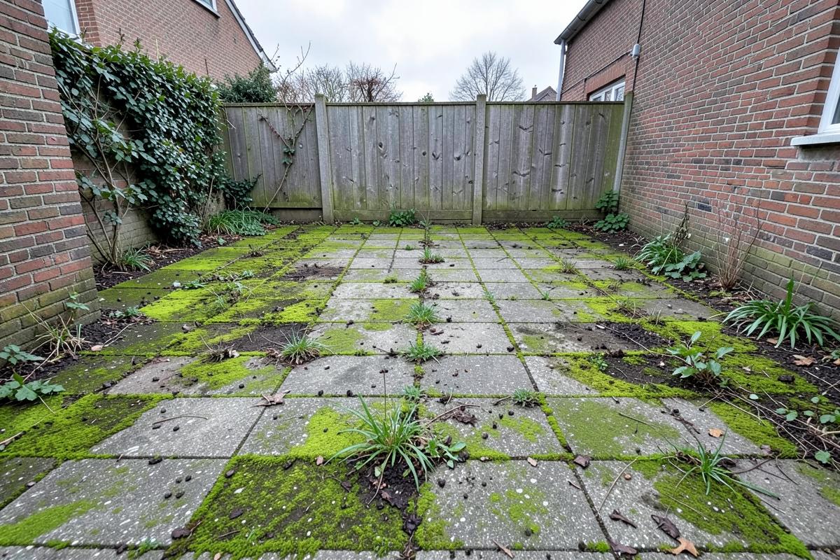 Terras reinigen, voor de reiniging